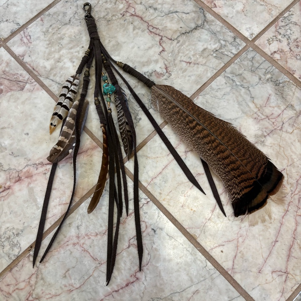Buffalo Girl Turquoise Large Feather Clip For Leather Bag